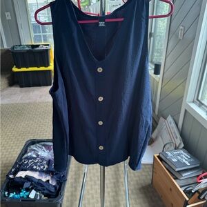 SHEIN Black Buttoned Tank Top and shorts